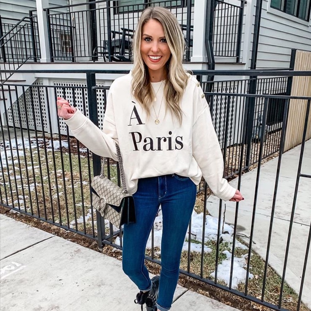 NWT H&M À Paris Gold Button Sweatshirt - Picture 8 of 8
